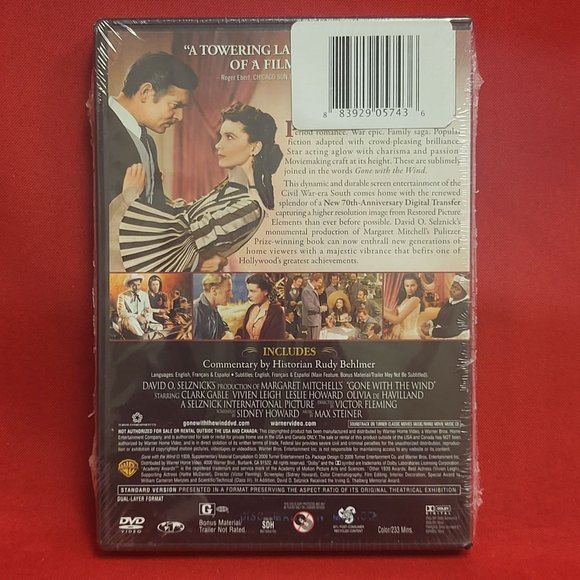 Gone With The Wind DVD Two Disc 70th Anniversary Ed New Sealed - Picture 2 of 7